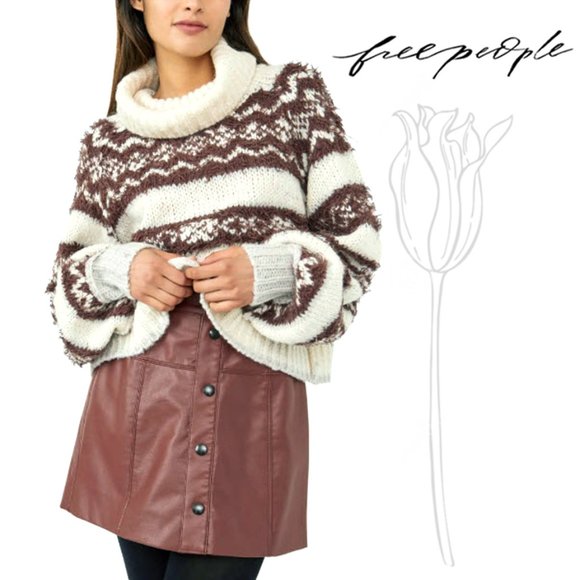 FREE PEOPLE Check Me Out Winter Fog Pullover Sweather - Picture 1 of 16